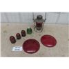 Image 1 : Hiram Piper CPR Railway Lantern with Red Lens, 4 Insulators, 2 Red Plastic Lamp Lenses 8" Diameter