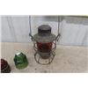 Image 2 : Hiram Piper CPR Railway Lantern with Red Lens, 4 Insulators, 2 Red Plastic Lamp Lenses 8" Diameter