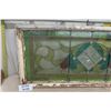 Image 2 : Really Nice + Old Stained Glass Window with Wooden Framen19.5"×43.5"