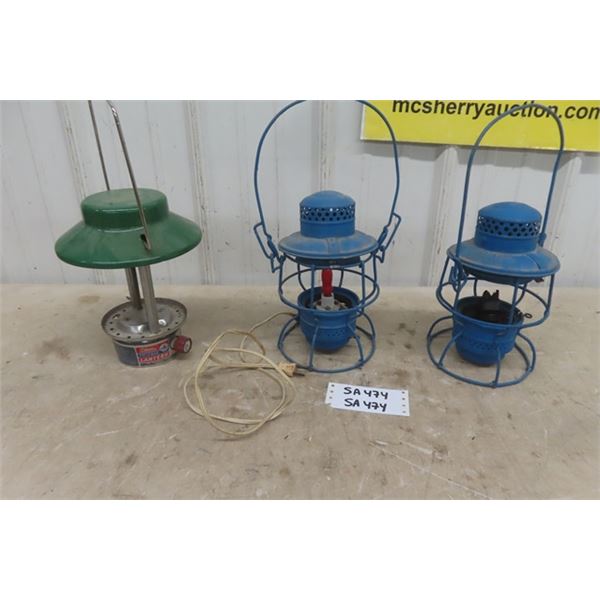 Coleman Propane Lantern - No Glass, CPR Hiram Piper Lantern, CNR Hiram Piper Lamp Converted to Elect