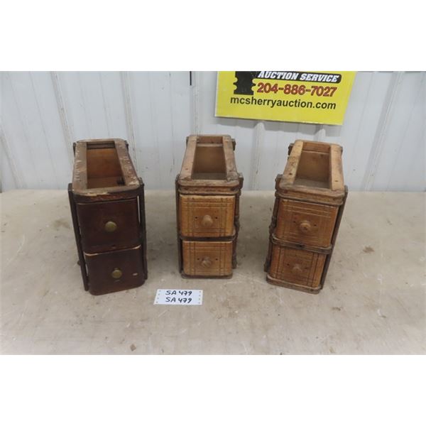 3 Set of 2 Antique Sewing Machine Drawers ' Great for Storing Trinkets + What  Nots
