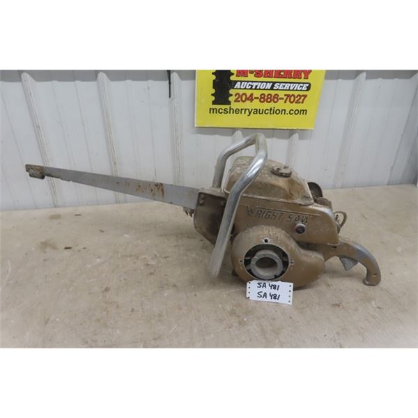 Vintage Wright Saw Chainsaw- turns over- Parts machine or Restore