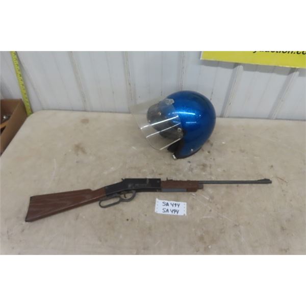World Famous Sparkly Blue Motorcycle/ Snowmobile Helmet, Crossman Model 73 Pellet Gun