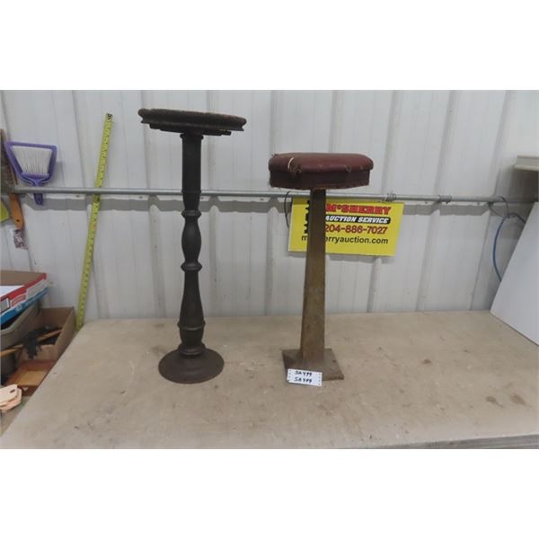 2 Vintage Heavy Cast Cafe Stools - Tallest 31" 