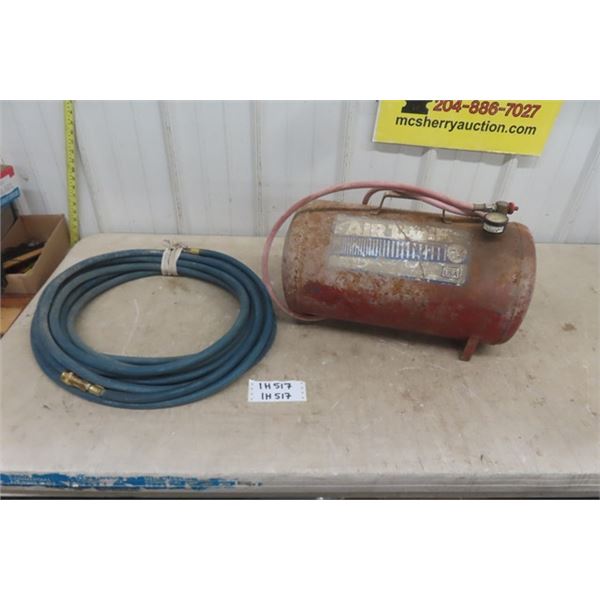 Small Portable Air Tank with Extra Roll of Air Hose - Approximately 25'