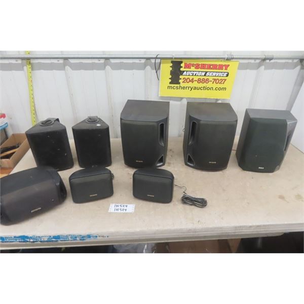 8 Assorted Speakers ;Pair of KLH, 5 Aiwa, 1 RCA