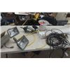 Image 1 : Halogen Lights, Extension Cords, Partial Roll of Household 14/3 Wire, Florescent Light Fixture plus 