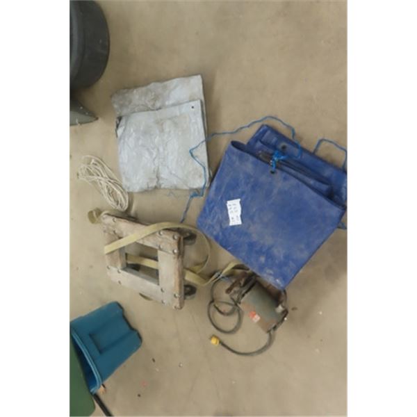 Platform Dolly, Electric Motor, 2 Tarps