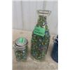 Image 2 : 1025 Marbles in Blue Canister + Milk Bottle