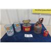 Image 1 : Just Rite SAfety Fuel Can, 2 Shell Quart Oil Tins with Product, 1 Quart Plunger 