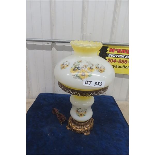 Electric Table Lamp with Shade with Floral Pattern