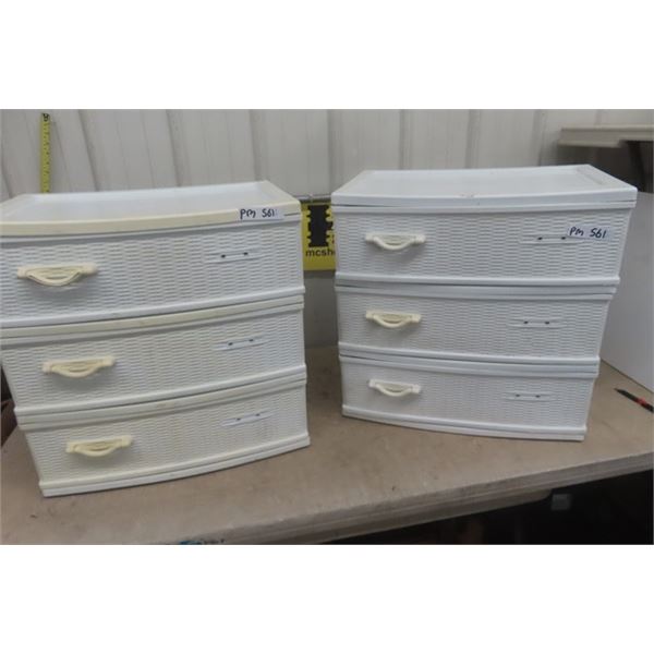 2 Poly 3 Drawer Organizers 16" x 24" x 24" 