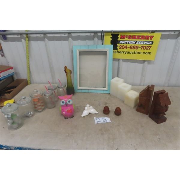 Picture Frame, Candles, Book Ends plus more