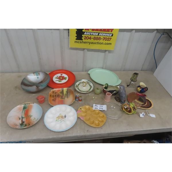 Kitchen Ware; Platters, Server, Salt + Pepper Shakers plus more & Pyrex + Fire King Cups