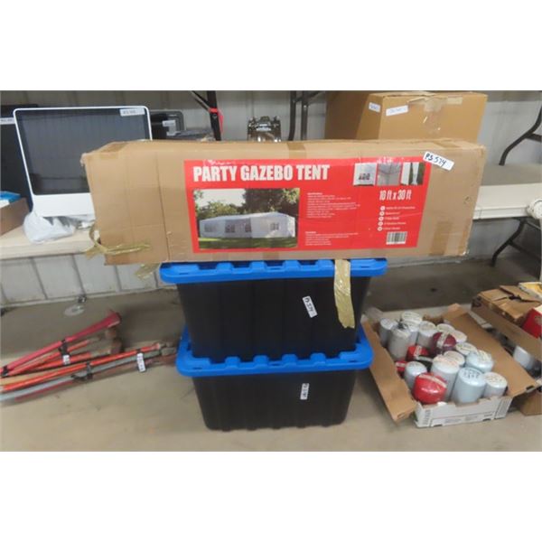 Party Gazebo Tent 10' x 30' in Box + 2 Storage Bins