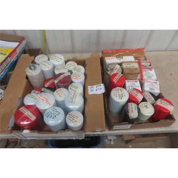 2 Boxes of Truck Oil Filters, Air Filters, Fuel Filters - Labels Visible in Pictures