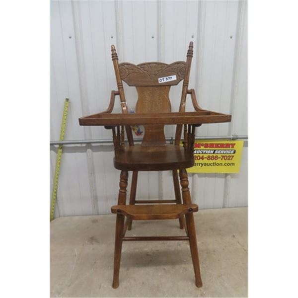 Wooden Press Back High Chair