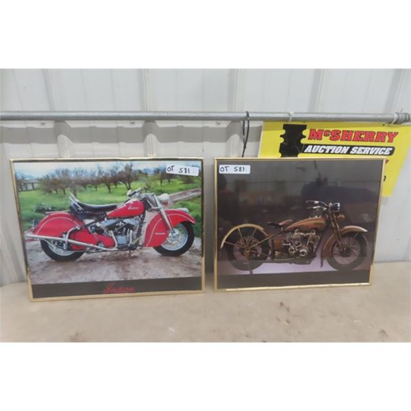 2 Pictures; 1) Haley Davidson, 1)Indian - Both 16" x 20" 