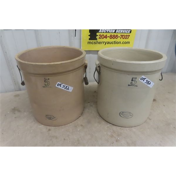 (2) 5 Gal Medalta Crocks