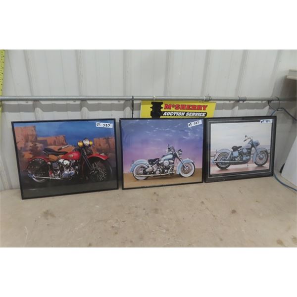 3 Harley Davidson Pictures 16"×20"