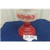 Image 2 : Coal Oil Lamp Red + White with Chimney