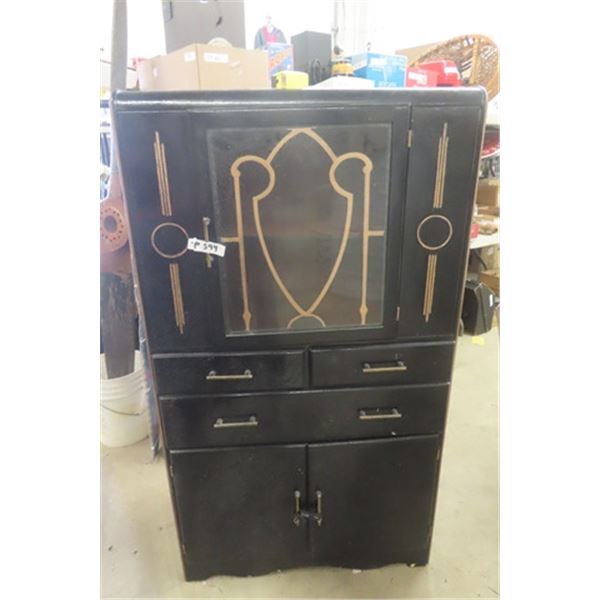 Vintage Painted China Cabinet/ Kitchen Cabinet 16"×32"×56"