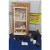Image 1 : 21 Vintage Medicine Bottles + Nice Wooden Display Shelf