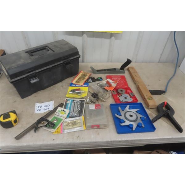 Hard Tool Box, Dado Blade, Drill Bits, Moulding Head Blade, Hardware, Odds n Ends of Tools