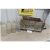 Image 1 : Coke Wooden Crate,  3 Milk Bottles, Suncrest Pop Bottle + Hinged Wooden Box 7"×8"×14"