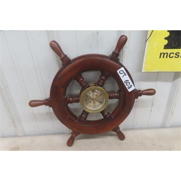 Ship Steering Wheel Clock 16" Wide