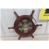 Image 1 : Ship Steering Wheel Clock 16" Wide