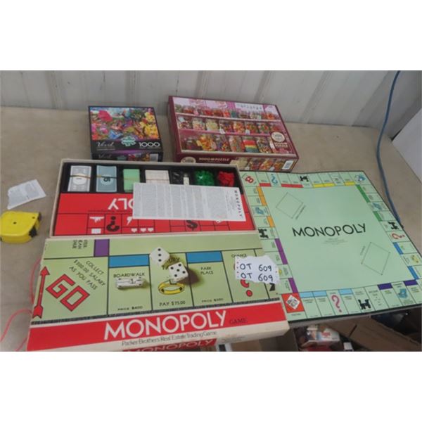 Monopoly Board Game & 2000+1000 pc Puzzles 