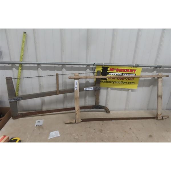2 Old Wooden Framed Saws