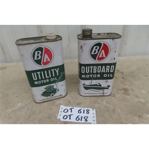 2 BA Utility Motor Oil, Vintage Cans- 1 Quart