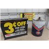 Image 1 : Gulf 5 Gal Oil Pail, Bowser Topper 2 Sided Sign 16.5"×22"