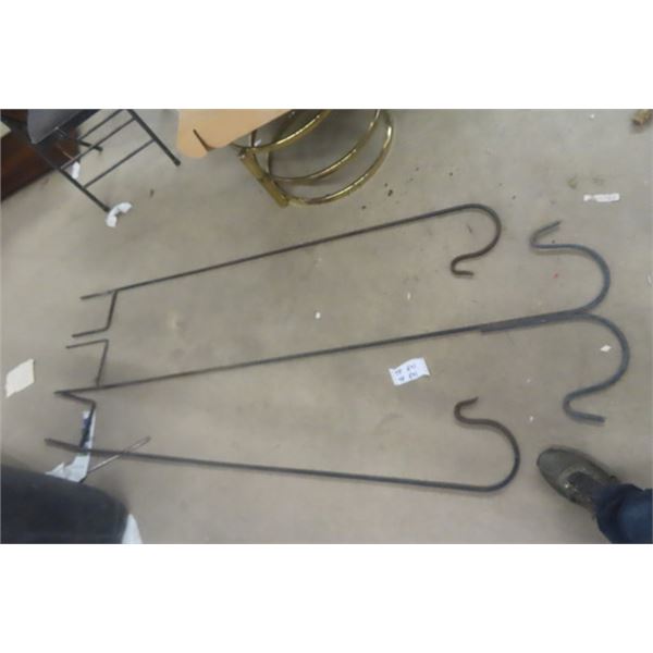 3 Wrought Iron Sheppard's Hook Plant Holder- 1 Double