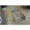 Image 1 : 8 Hand Yard Tools: Branch Cutter, Garden Claw, Scuffler, Spade, Edger, Weed Puller, Pick Handle
