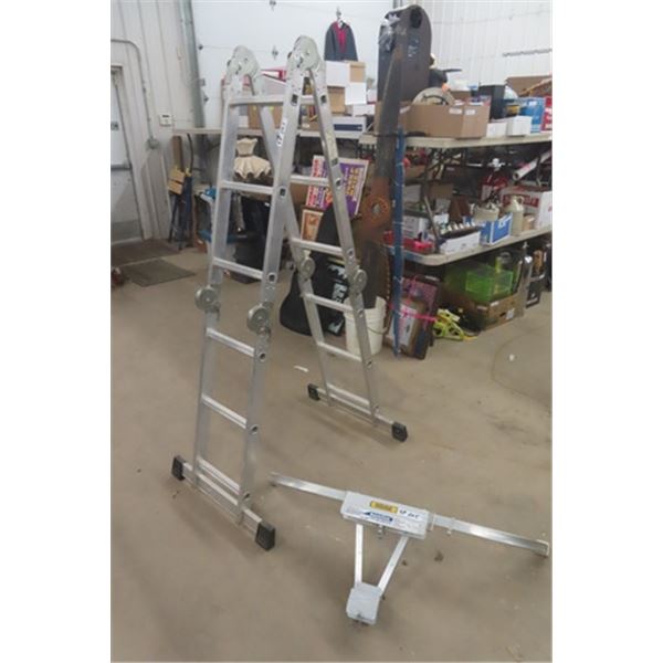 Aluminum Multi Ladder + Quick Click Ladder Stabilizer