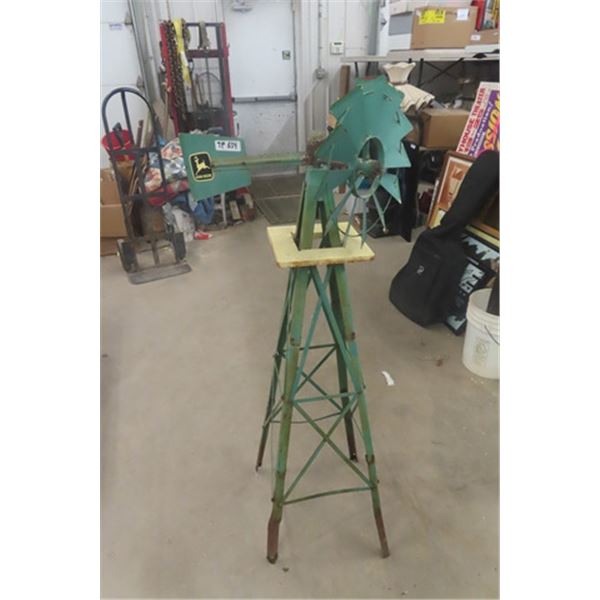 Metal Yard Windmill John Deere Colors + Decal 55" Tall
