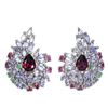 Image 1 : Natural Rhodolite Garnet Emerald Tanzanite Earrings