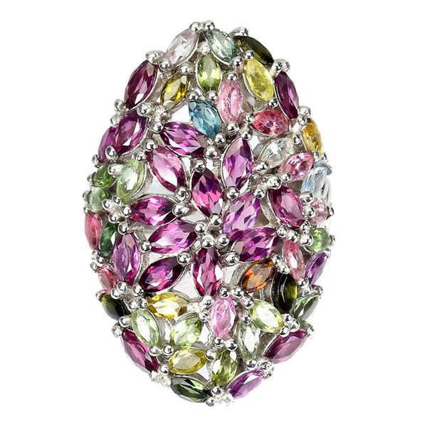 Natural Rhodolite  &  Tourmaline Ring