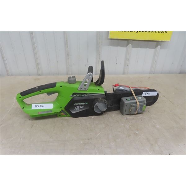 Earthwise 12" Lithium 24V Battery Operated Chainsaw with Charger + Battery