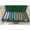 Image 1 : Large Wooden Case with Poker Chips - 5 Colors ; Total Chips 600 +1