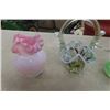 Image 2 : Various Blown Glass Vases + Baskets, Glass Flowers, Glass Tigers