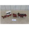 Image 1 : 2 Cast Iron Modern Toys ; Milk Truck & Fruits + Veggie Wagon - Longest is 15" 