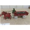 Image 2 : 2 Cast Iron Modern Toys ; Milk Truck & Fruits + Veggie Wagon - Longest is 15" 