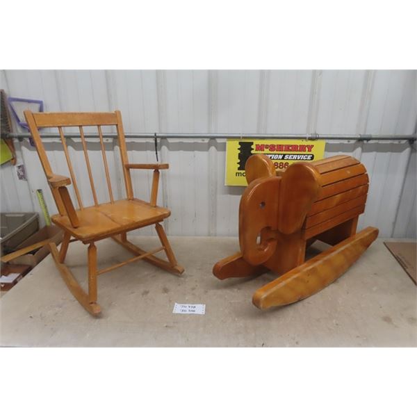 Children's Wooden Rocking Chair- Cool Wood Elephant Rocker