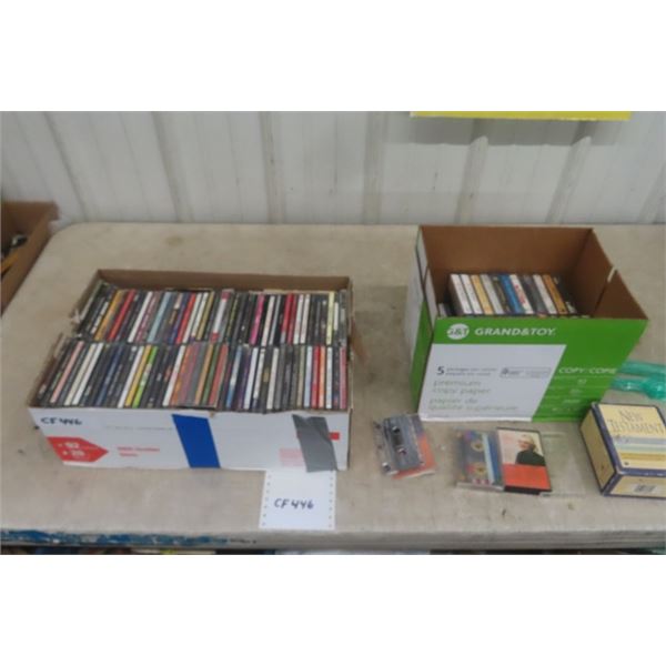 75+ CDs + Box of Cassettes - All Genres: Rock, Country, Classical