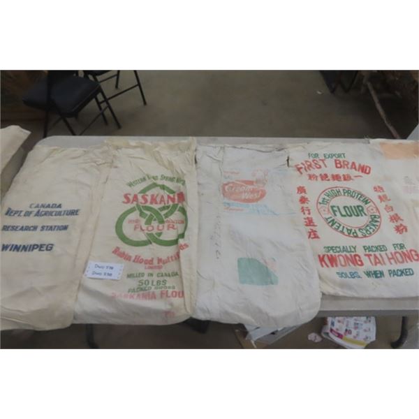 10 Assorted Flour + Sugar Sacks: Robin Hood,  Cream of the West,  Hong Kong Flour