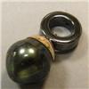 Image 1 : 14K GOLD 13 MM BLACK TAHITIAN PEARL AMD HEMATITE UNISEX PENDANT